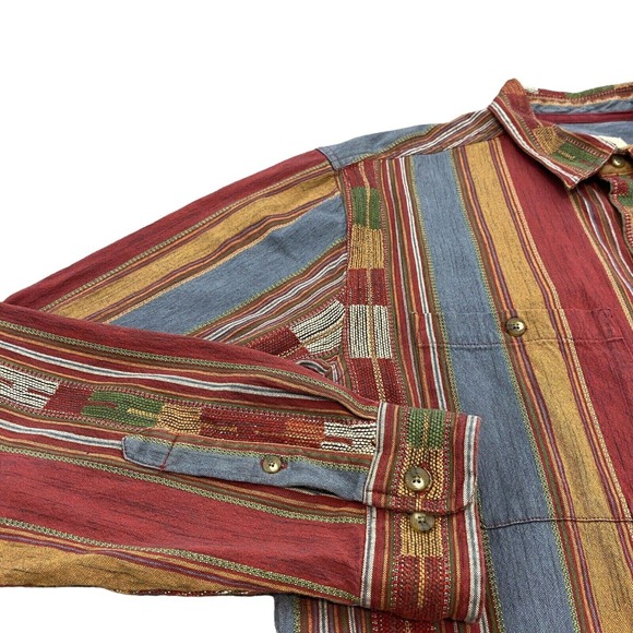 Vintage Territory Ahead Shirt Mens XX Large Woven Southwest Native Texture - Picture 3 of 10